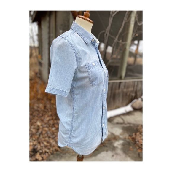 Gap Kids Chambray Button Down Shirt Short Sleeve - Picture 5 of 12